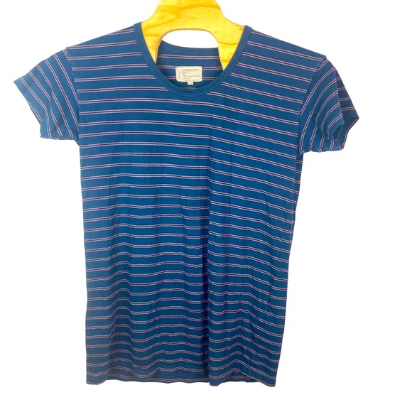 Current/Elliott Slouchy Distressed T-Shirt Dress Size 0 Striped Scoop‎ Neck Blue - Picture 1 of 9